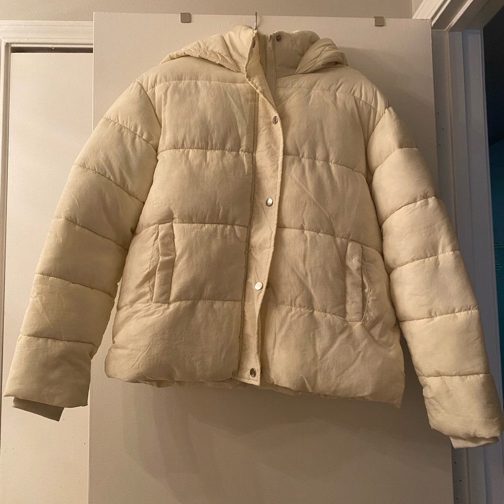 PrettyLittleThing Cream Puffer Jacket